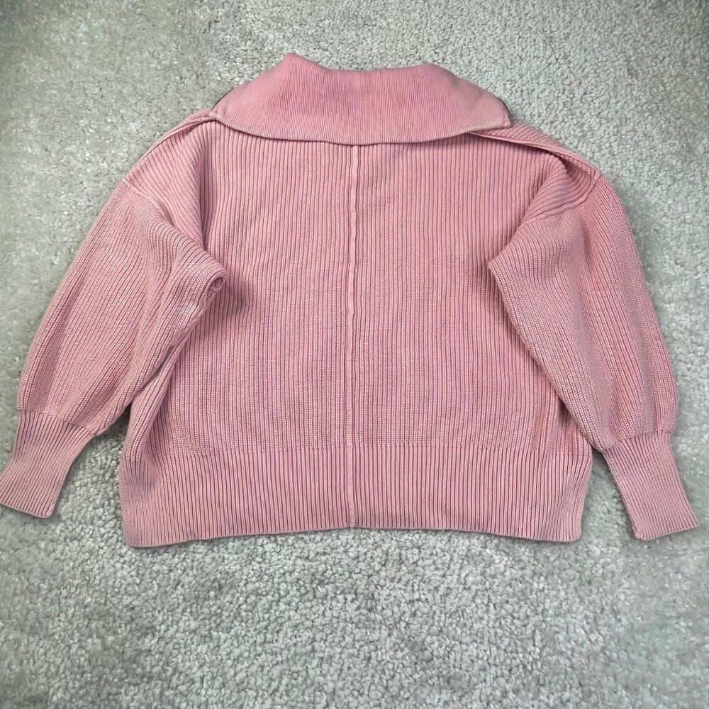 AERIE Beyond Quarter Zip Sweater Pink - Picture 3 of 9